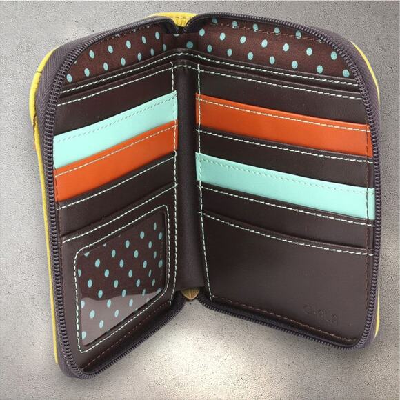 Chala New Farm Collection Llama Zip around wallet mustard yellow wristlet - Picture 2 of 4